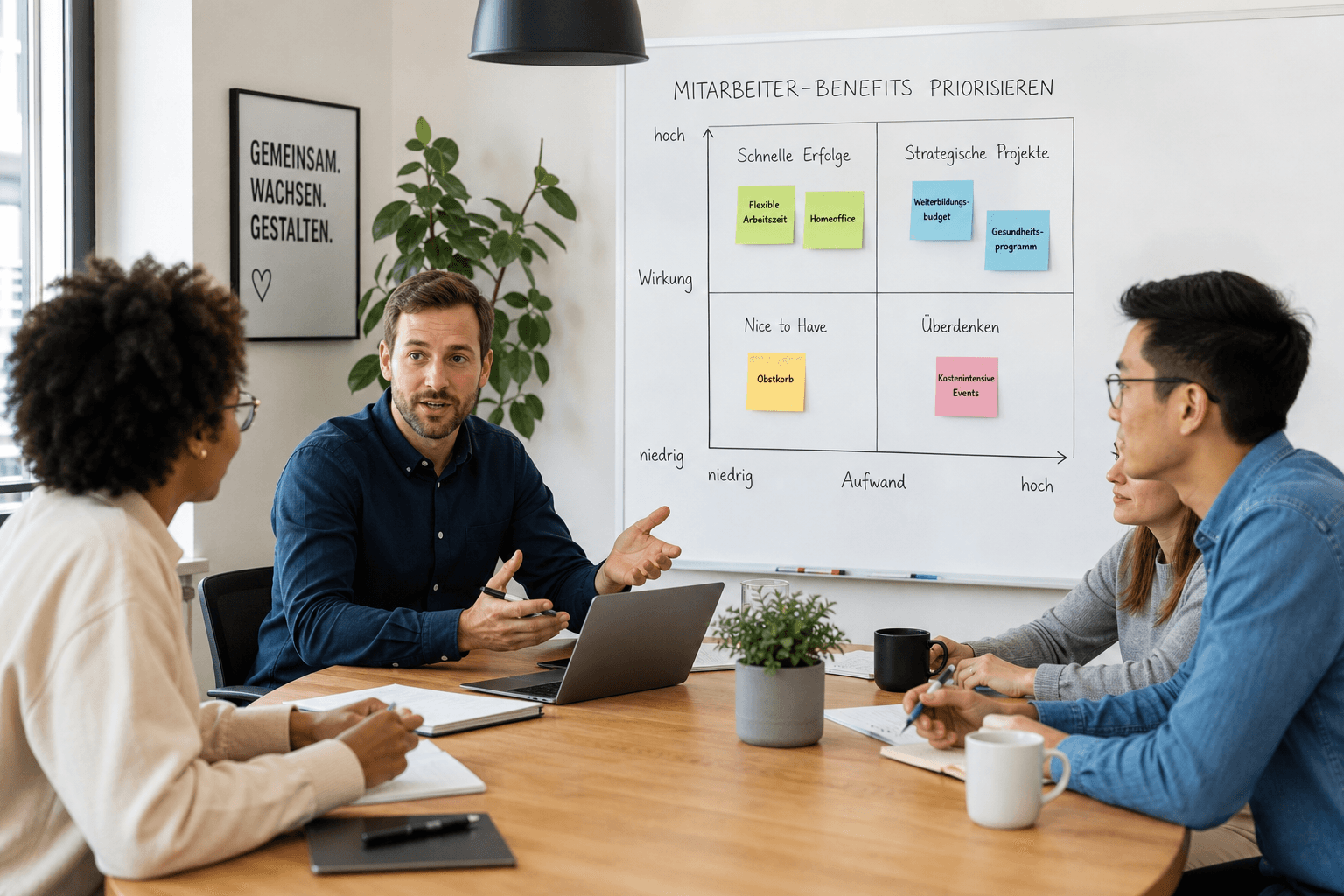 Benefits-Strategie im Team erarbeiten – Prioritäten auf dem Whiteboard